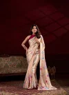 Cream Colour Satin Silk With Floral Printed Sarees Ynf7028